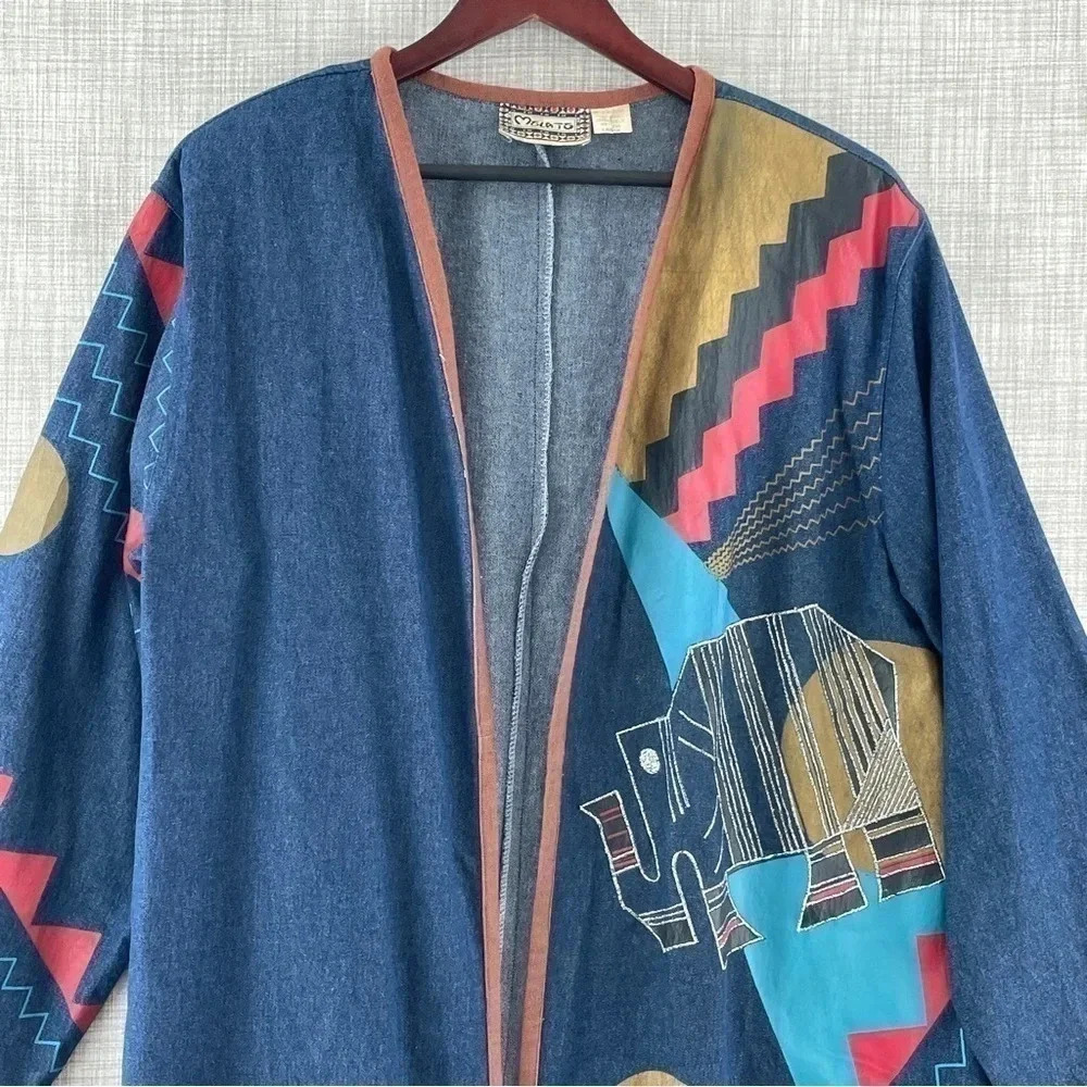 Vintage Mocato Aftrican open front Jacket Size Large 9157 - Picture 4 of 11